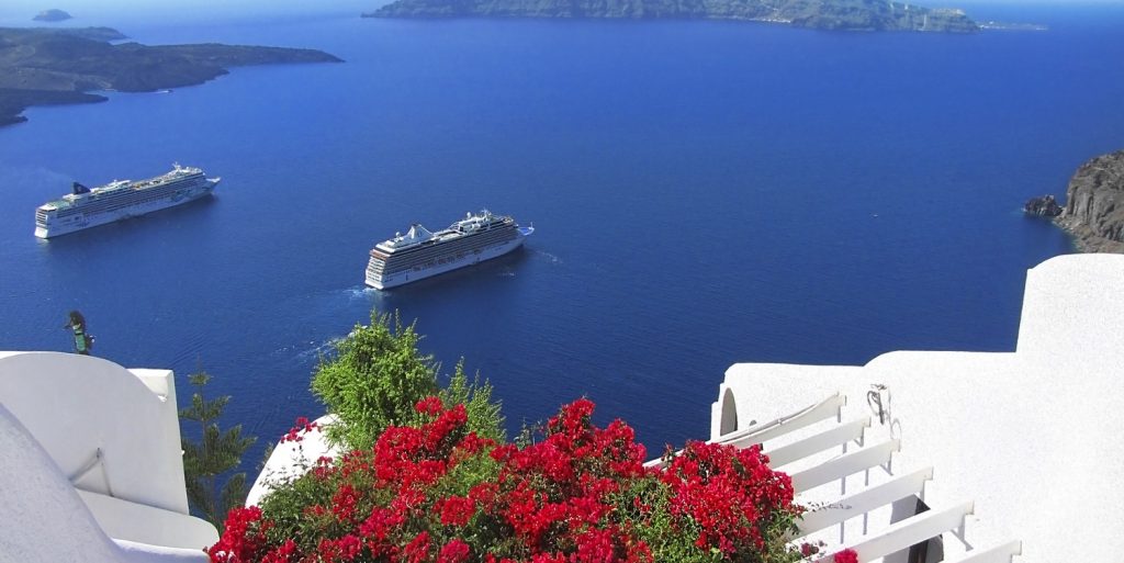 View of two cruise ships